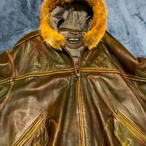Pelle pelle leather coat with the fur